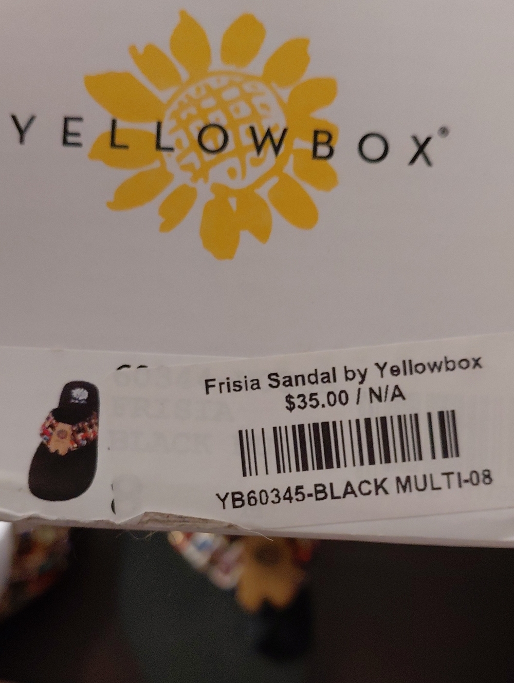Yellow Box Frisia Black Platform Flip Flops  with Multicolor Tweed Detail. NWT - Picture 7 of 7